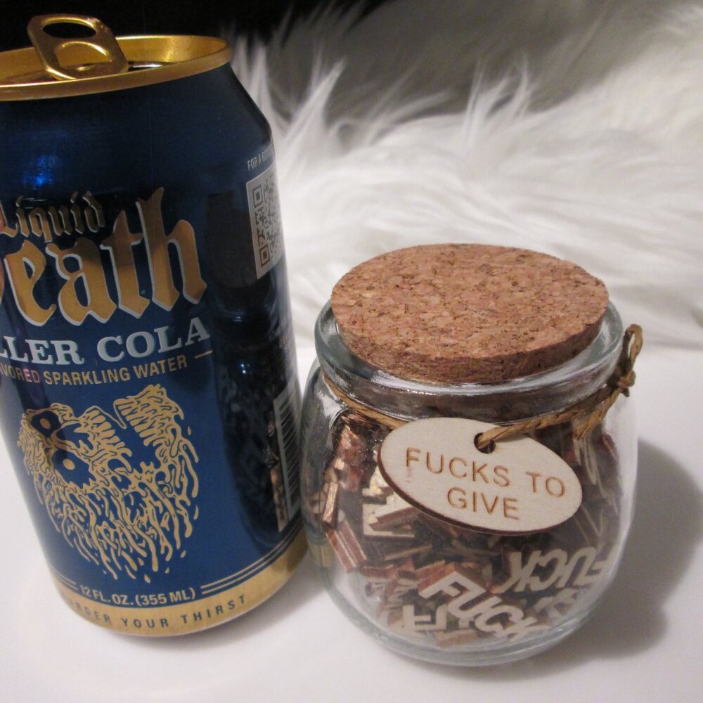 Wooden in jar 'F*cks to Give' Jar fun gift or desk piece. Novelty Too Much fun!